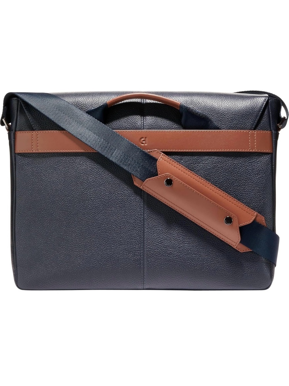 Cole Haan Navy and Brown Leather Crossbody Messenger - Picture 3 of 5